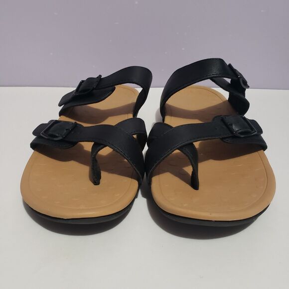 My Soft Sz 10  Black Sandals Slip On Faux Leather Women's - Picture 4 of 8